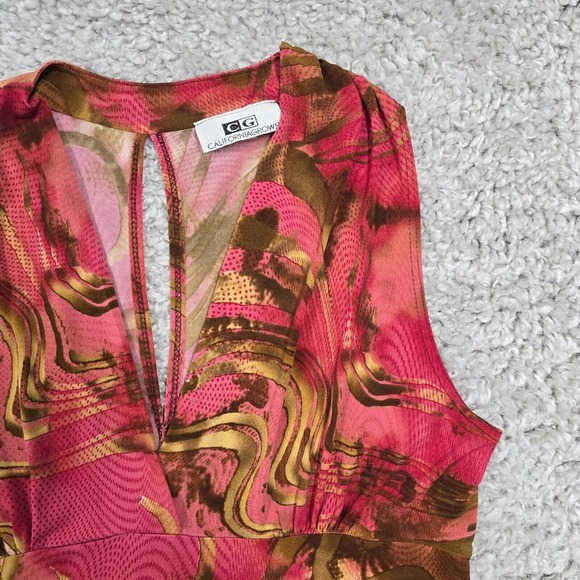 Vtg‎ California Grown Babydoll Top Large Pink Brown Y2K 90s Coquette Retro Artsy - Picture 3 of 9